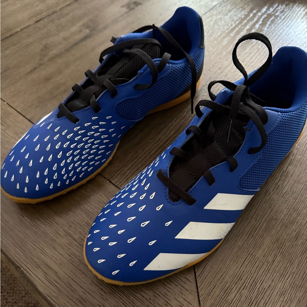 Adidas Blue and White Indoor Soccer Shoes